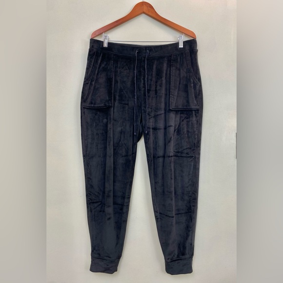 House of Harlow 1960 Black Velvet Velour Jogger Sweat Pants - XL - Picture 2 of 6